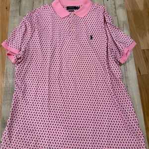 Ralph Lauren Pink Polo with Navy paisley Accents